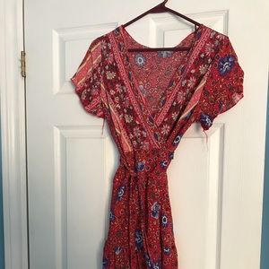 Wrap around knee length dress